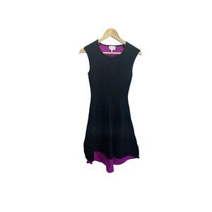 Milly Women's Knit Black Sleeveless Fit & Flare Dress Size S/P Hi Low Hem
